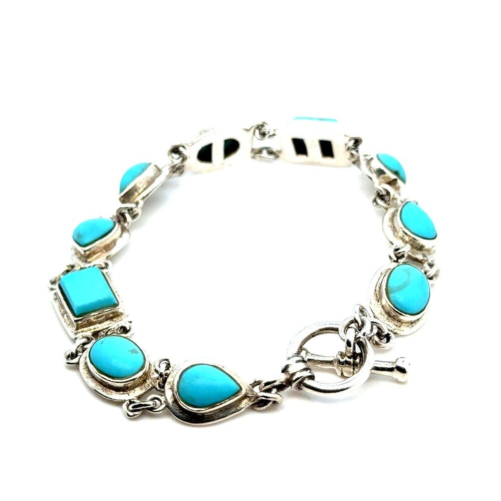 Silver 925 Turquoise Toggle Bracelet - image 3